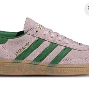 adidas Pink Suede Spezial with Green Stripes